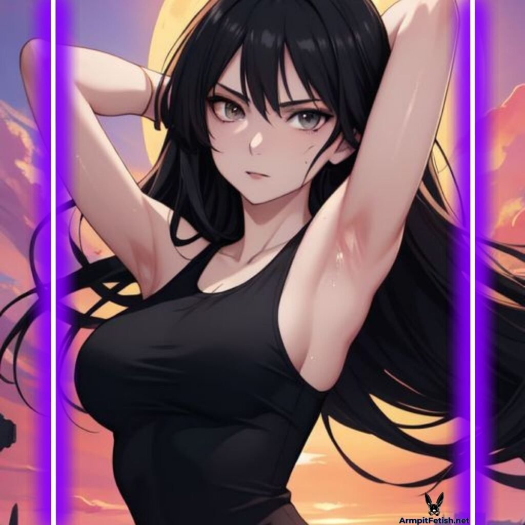 Erotic scene blending armpit worship with other body-focused fetishes.