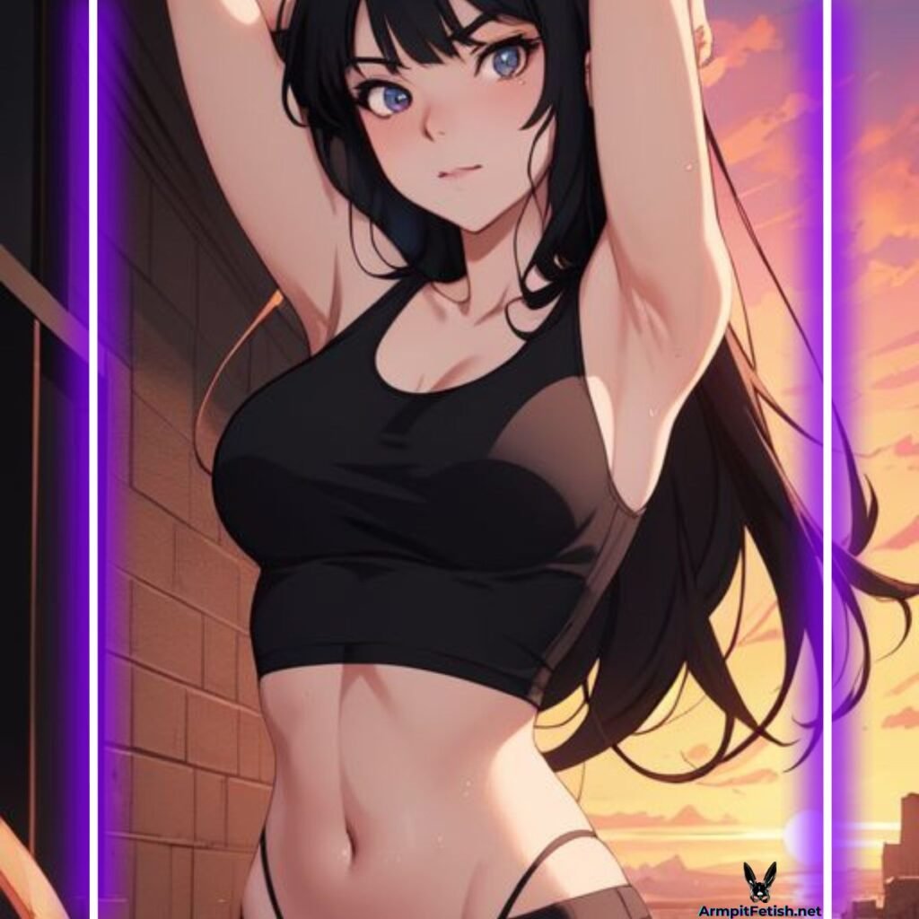 Erotic portrait of a woman enjoying the taboo thrill of sweaty underarms.