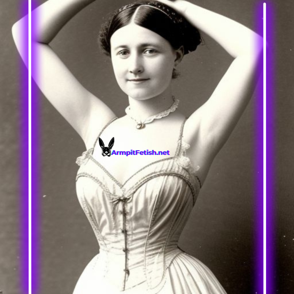 A vintage black-and-white portrait of a woman lifting her arms, symbolizing early psychological perspectives on fetishism.