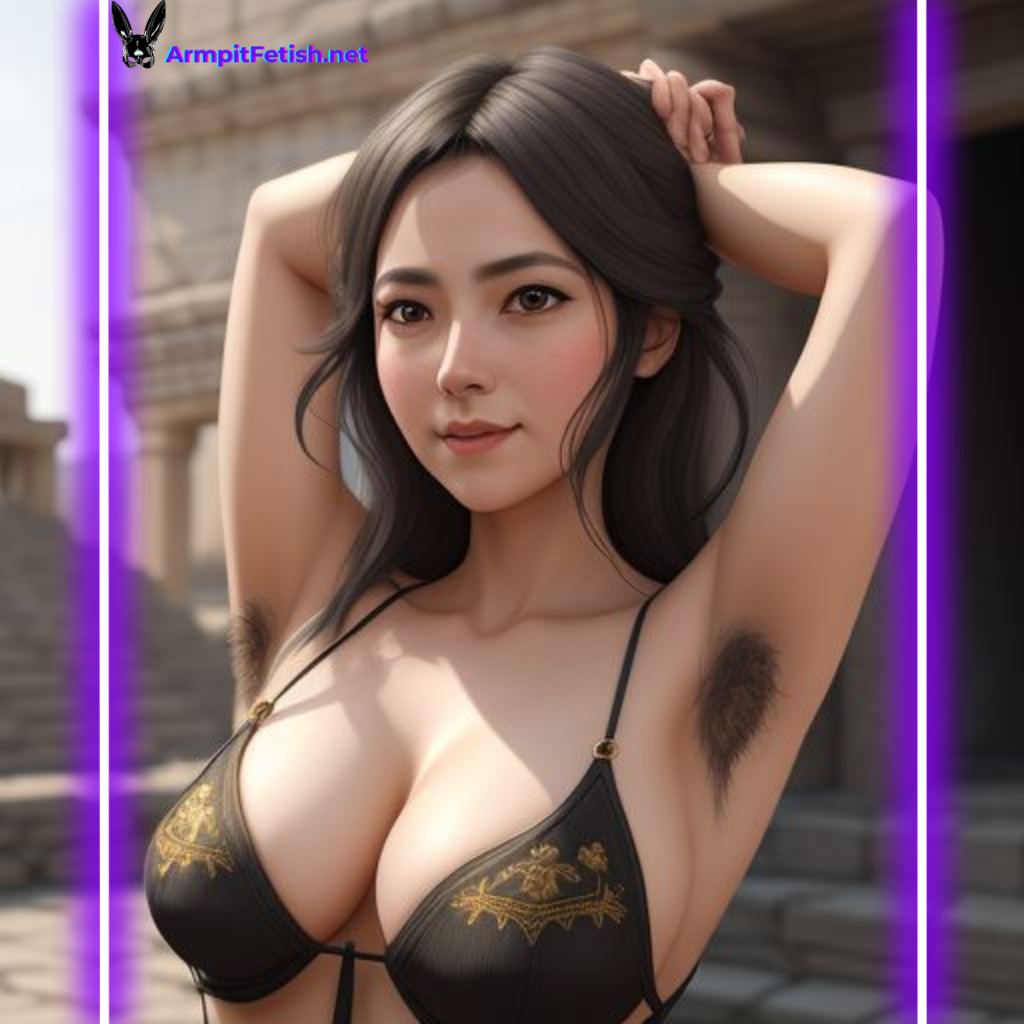 Woman in an ancient city displaying her hairy armpits – Armpit fetish culture and perspectives.